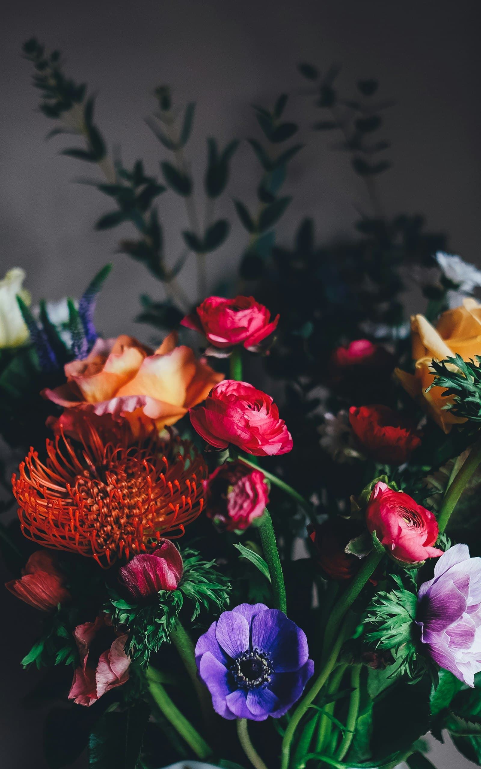 Seasonal flower arrangement on a table